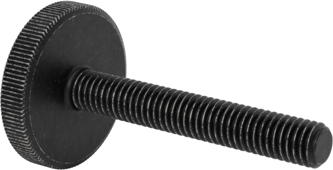 Çelik Düşük Profilli Tırtıllı Başlı Parmak Vidası, M6 x 1 mm Diş Boyutu, 40 mm Uzunluk