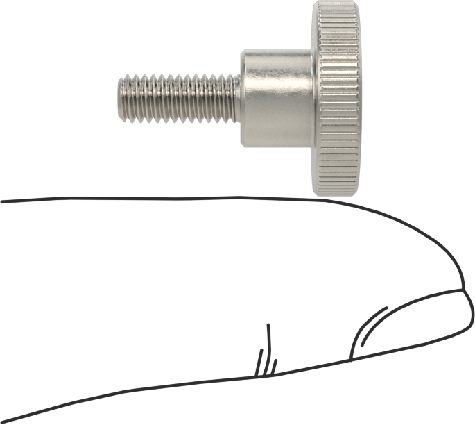 Paslanmaz Çelik Yükseltilmiş Tırtıllı Başlı Parmak Vidası, M4 x 0,7 mm Diş Boyutu, 10 mm Uzunluk