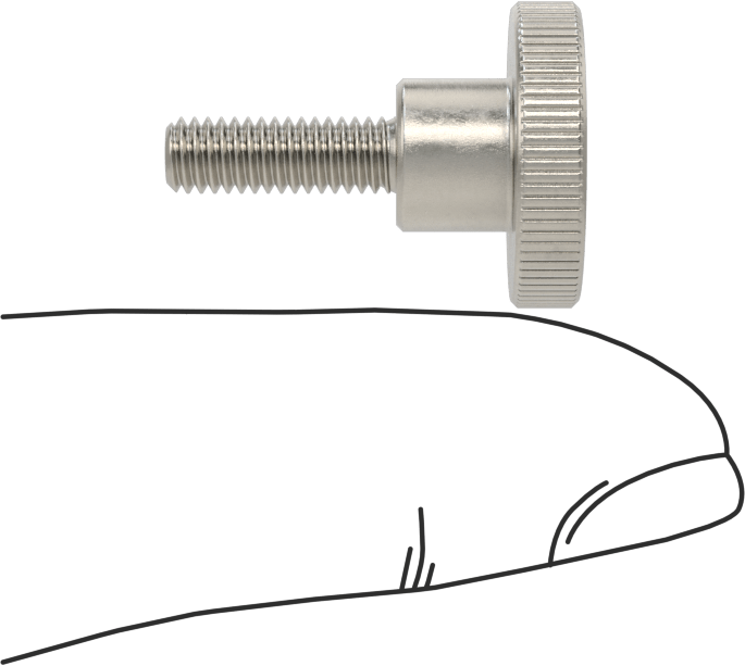 Paslanmaz Çelik Yükseltilmiş Tırtıllı Başlı Parmak Vidası, M4 x 0,7 mm Diş Boyutu, 12 mm Uzunluk