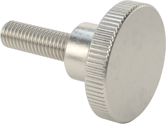 Paslanmaz Çelik Yükseltilmiş Tırtıllı Başlı Parmak Vidası, M5 x 0,8 mm Diş Boyutu, 16 mm Uzunluk