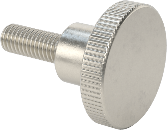Paslanmaz Çelik Yükseltilmiş Tırtıllı Başlı Parmak Vidası, M6 x 1 mm Diş Boyutu, 16 mm Uzunluk
