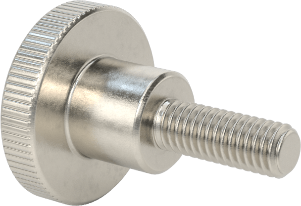 Paslanmaz Çelik Yükseltilmiş Tırtıllı Başlı Parmak Vidası, M6 x 1 mm Diş Boyutu, 16 mm Uzunluk
