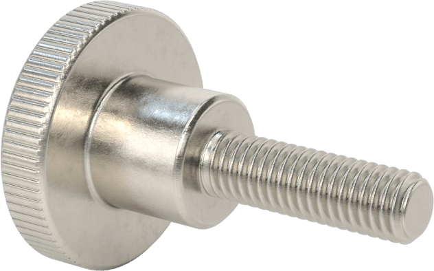 Paslanmaz Çelik Yükseltilmiş Tırtıllı Başlı Parmak Vidası, M6 x 1 mm Diş Boyutu, 20 mm Uzunluk
