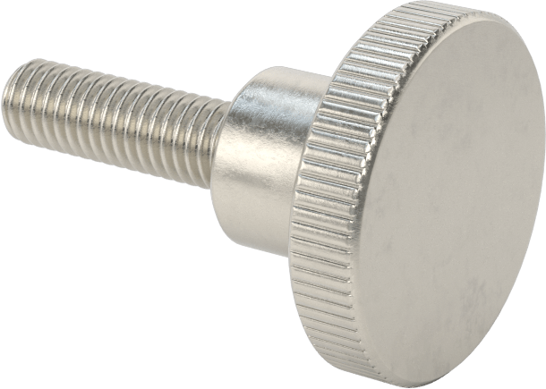 Paslanmaz Çelik Yükseltilmiş Tırtıllı Başlı Parmak Vidası, M6 x 1 mm Diş Boyutu, 20 mm Uzunluk