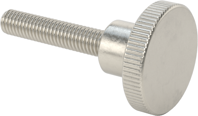 Paslanmaz Çelik Yükseltilmiş Tırtıllı Başlı Parmak Vidası, M6 x 1 mm Diş Boyutu, 30 mm Uzunluk