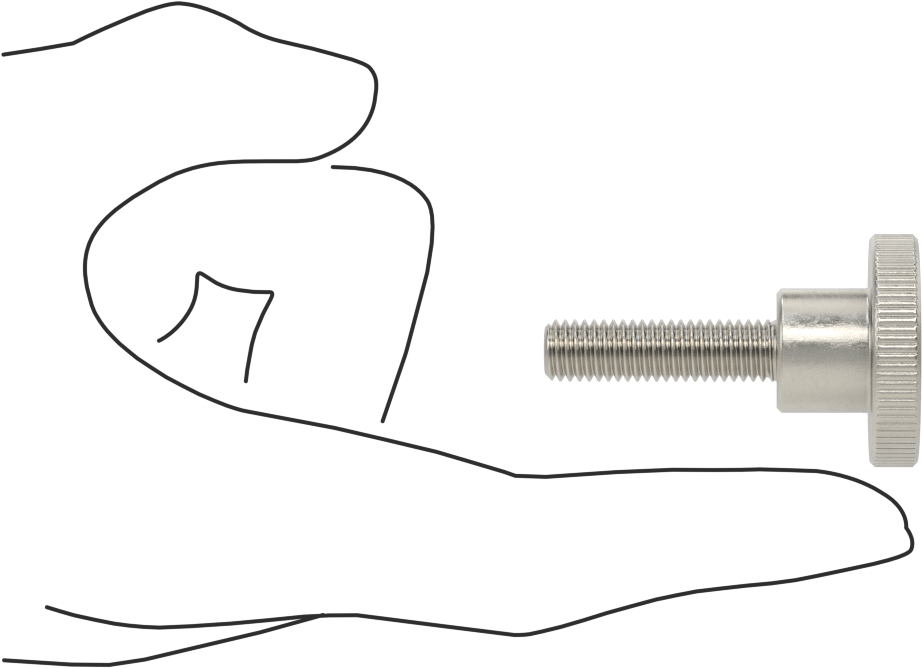 Paslanmaz Çelik Yükseltilmiş Tırtıllı Başlı Parmak Vidası, M8 x 1,25 mm Diş Boyutu, 30 mm Uzunluk