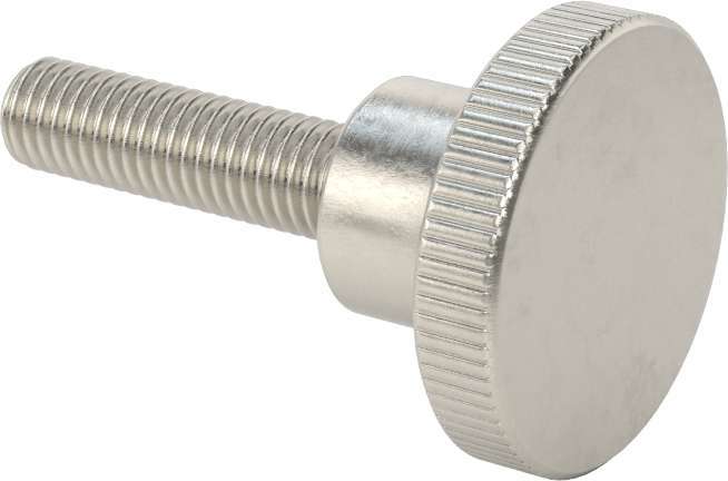 Paslanmaz Çelik Yükseltilmiş Tırtıllı Başlı Parmak Vidası, M8 x 1,25 mm Diş Boyutu, 30 mm Uzunluk