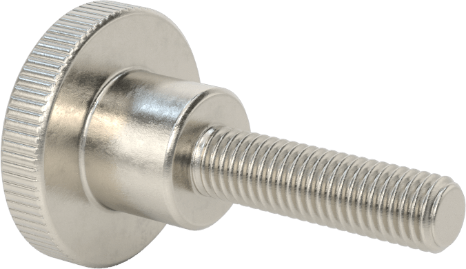 Paslanmaz Çelik Yükseltilmiş Tırtıllı Başlı Parmak Vidası, M8 x 1,25 mm Diş Boyutu, 30 mm Uzunluk