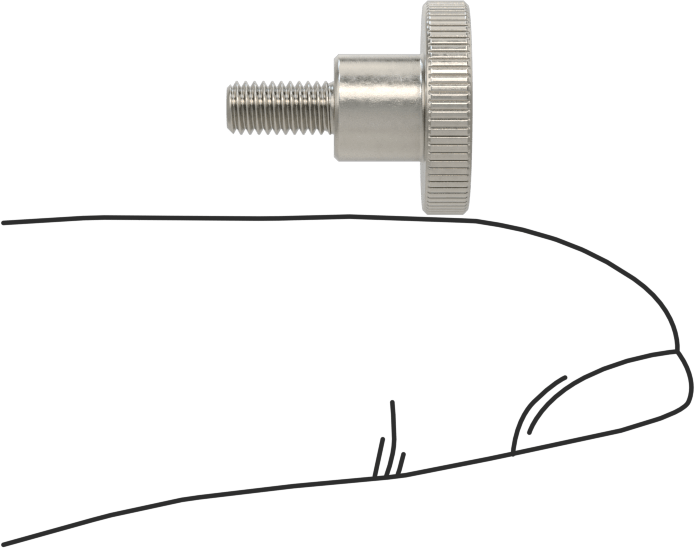 Paslanmaz Çelik Yükseltilmiş Tırtıllı Başlı Parmak Vidası, M3 x 0,50 mm Dişli Boyutu, 6 mm Uzunluk