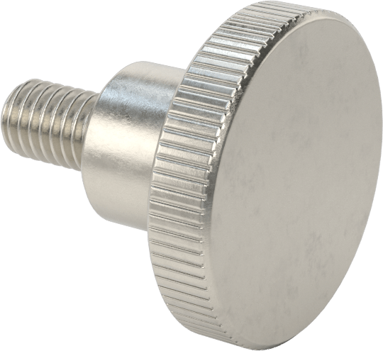 Paslanmaz Çelik Yükseltilmiş Tırtıllı Başlı Parmak Vidası, M6 x 1 mm Diş Boyutu, 10 mm Uzunluk