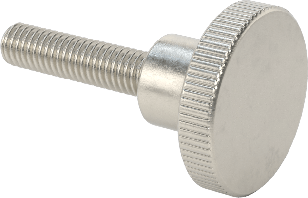 Paslanmaz Çelik Yükseltilmiş Tırtıllı Başlı Parmak Vidası, M6 x 1 mm Diş Boyutu, 25 mm Uzunluk
