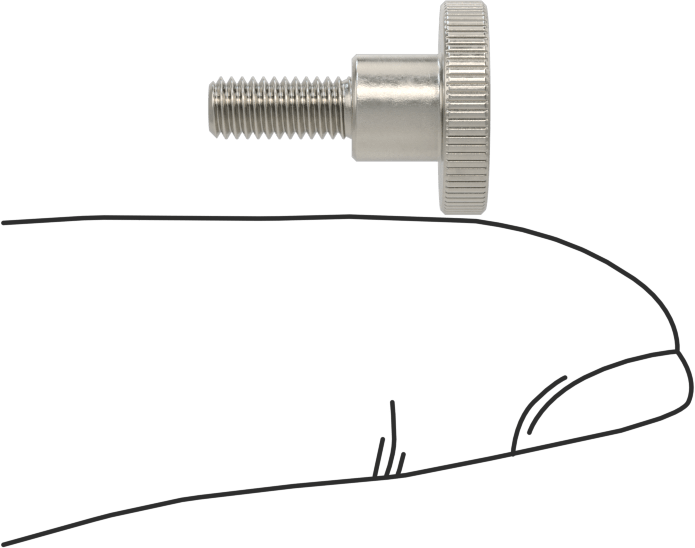Paslanmaz Çelik Yükseltilmiş Tırtıllı Başlı Parmak Vidası, M3,5 x 0,6 mm Diş Boyutu, 8 mm Uzunluk