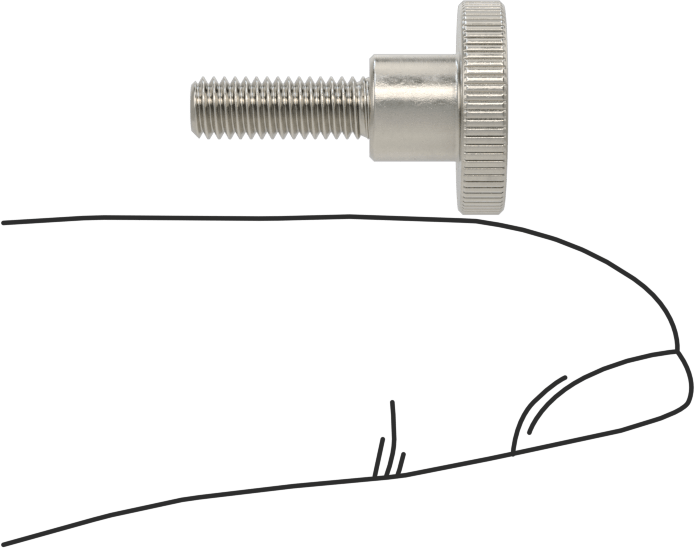 Paslanmaz Çelik Yükseltilmiş Tırtıllı Başlı Parmak Vidası, M3,5 x 0,6 mm Diş Boyutu, 10 mm Uzunluk