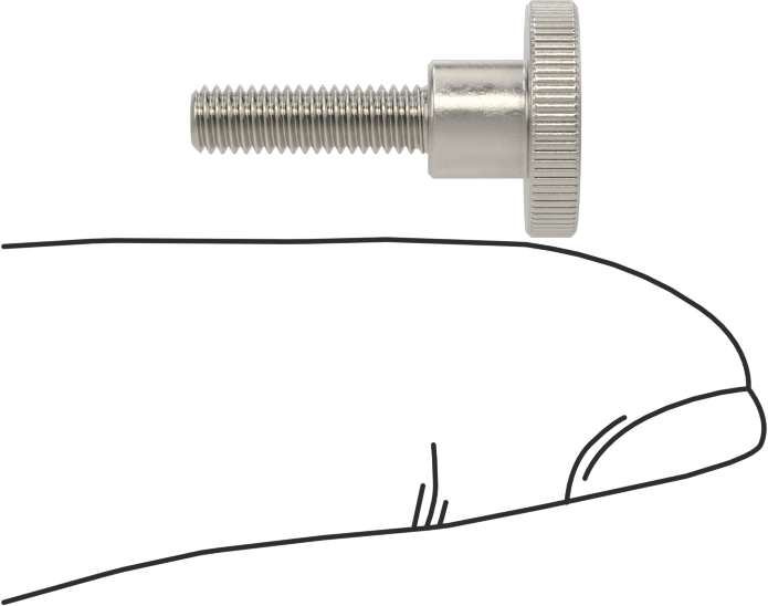Paslanmaz Çelik Yükseltilmiş Tırtıllı Başlı Parmak Vidası, M3,5 x 0,6 mm Diş Boyutu, 12 mm Uzunluk