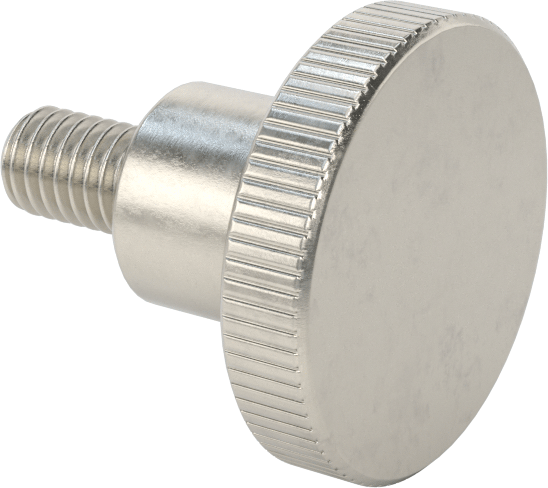 Paslanmaz Çelik Yükseltilmiş Tırtıllı Başlı Parmak Vidası, M6 x 1 mm Diş Boyutu, 10 mm Uzunluk