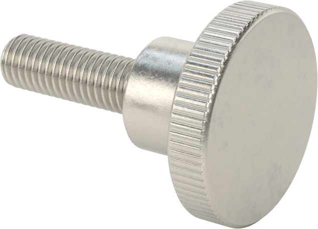 Paslanmaz Çelik Yükseltilmiş Tırtıllı Başlı Parmak Vidası, M8 x 1,25 mm Diş Boyutu, 25 mm Uzunluk