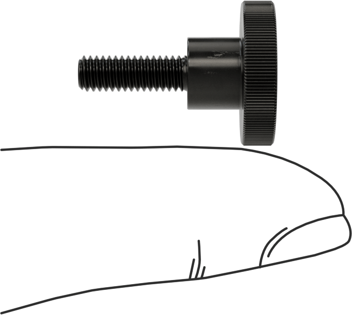 Çelik Yükseltilmiş Tırtıllı Başlı Parmak Vidası, M4 x 0,7 mm Diş Boyutu, 12 mm Uzunluk
