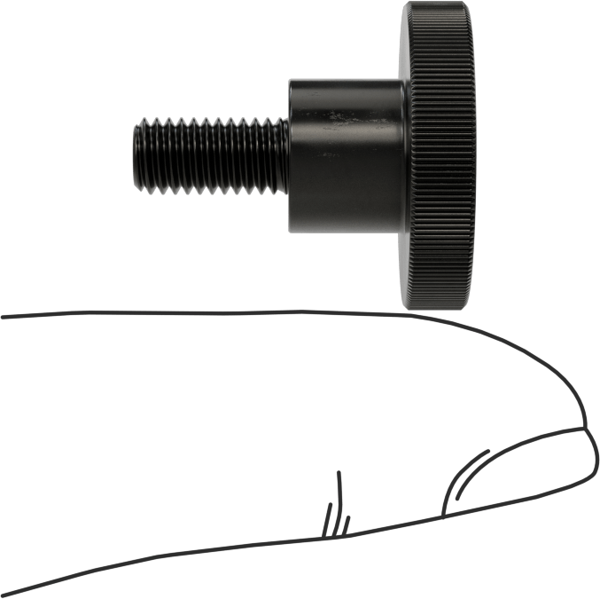 Çelik Yükseltilmiş Tırtıllı Başlı Parmak Vidası, M5 x 0,8 mm Diş Boyutu, 10 mm Uzunluk