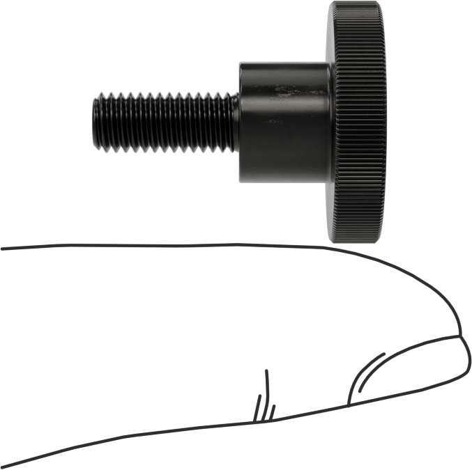 Çelik Yükseltilmiş Tırtıllı Başlı Parmak Vidası, M5 x 0,8 mm Diş Boyutu, 12 mm Uzunluk