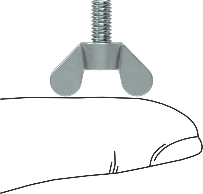 Demir Kanat Başlı Parmak Vidası, M4 x 0,7 mm Diş Boyutu, 8 mm Uzunluk