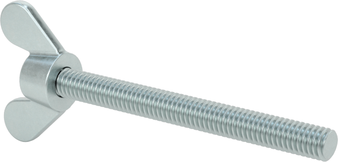 Demir Kanat Başlı Parmak Vidası, M4 x 0,7 mm Diş Boyutu, 40 mm Uzunluk