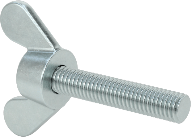 Demir Kanat Başlı Parmak Vidası, M5 x 0,8 mm Diş Boyutu, 25 mm Uzunluk