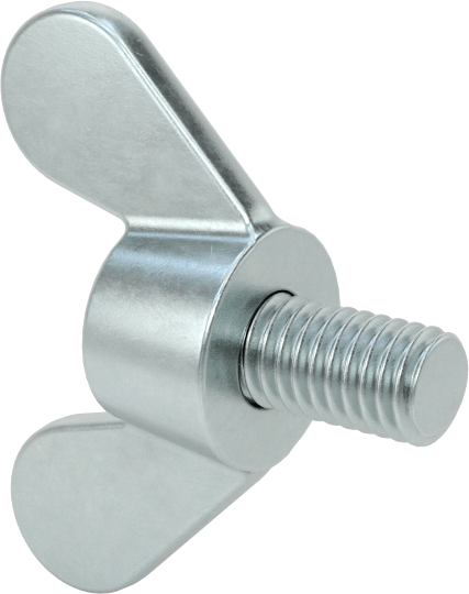 Demir Kanat Başlı Parmak Vidası, M6 x 1 mm Diş Boyutu, 10 mm Uzunluk