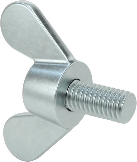 Demir Kanat Başlı Parmak Vidası, M6 x 1 mm Diş Boyutu, 12 mm Uzunluk