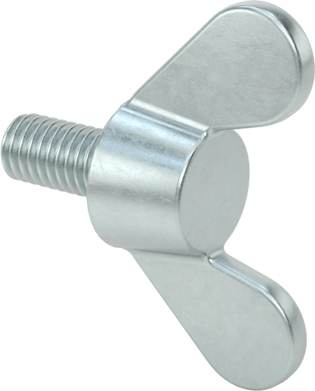 Demir Kanat Başlı Parmak Vidası, M6 x 1 mm Diş Boyutu, 12 mm Uzunluk