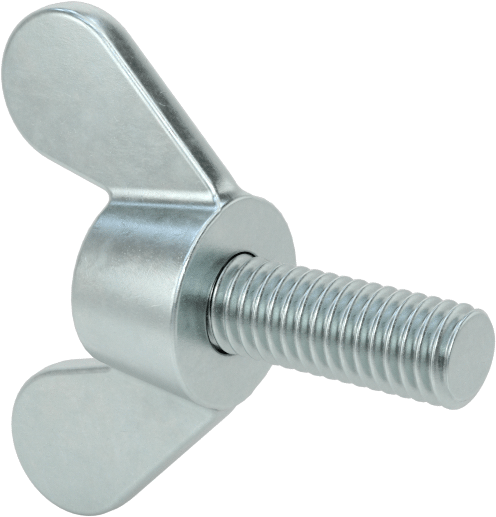Demir Kanat Başlı Parmak Vidası, M6 x 1 mm Diş Boyutu, 16 mm Uzunluk