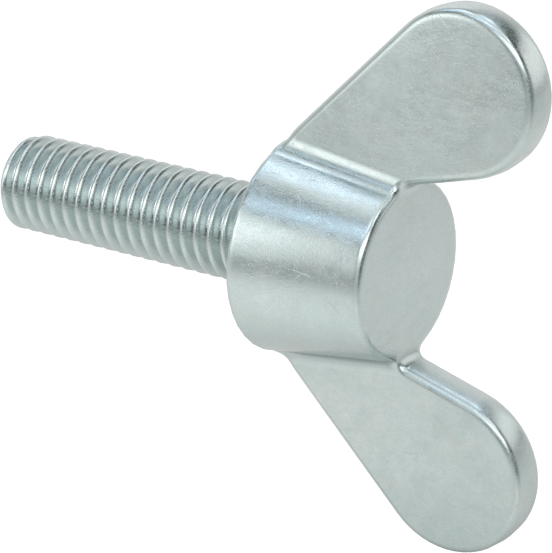 Demir Kanat Başlı Parmak Vidası, M6 x 1 mm Diş Boyutu, 20 mm Uzunluk