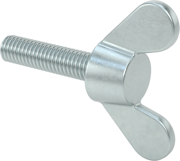 Demir Kanat Başlı Parmak Vidası, M6 x 1 mm Diş Boyutu, 25 mm Uzunluk