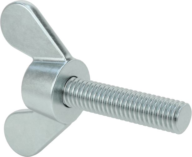 Demir Kanat Başlı Parmak Vidası, M6 x 1 mm Diş Boyutu, 25 mm Uzunluk