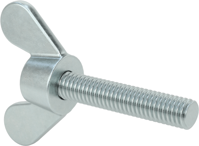 Demir Kanat Başlı Parmak Vidası, M6 x 1 mm Diş Boyutu, 30 mm Uzunluk