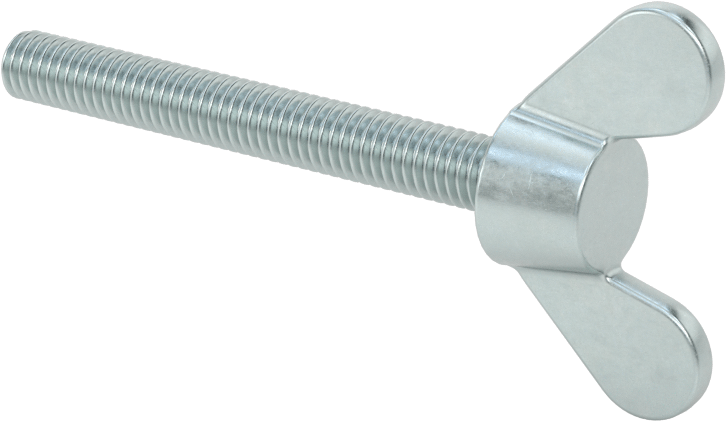 Demir Kanat Başlı Parmak Vidası, M6 x 1 mm Diş Boyutu, 50 mm Uzunluk