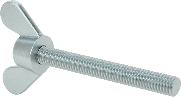 Demir Kanat Başlı Parmak Vidası, M6 x 1 mm Diş Boyutu, 50 mm Uzunluk