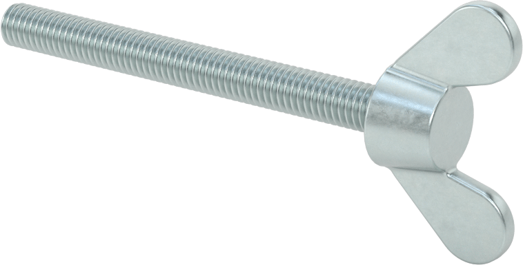 Demir Kanat Başlı Parmak Vidası, M6 x 1 mm Diş Boyutu, 60 mm Uzunluk