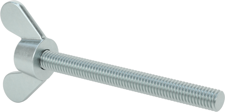 Demir Kanat Başlı Parmak Vidası, M6 x 1 mm Diş Boyutu, 60 mm Uzunluk