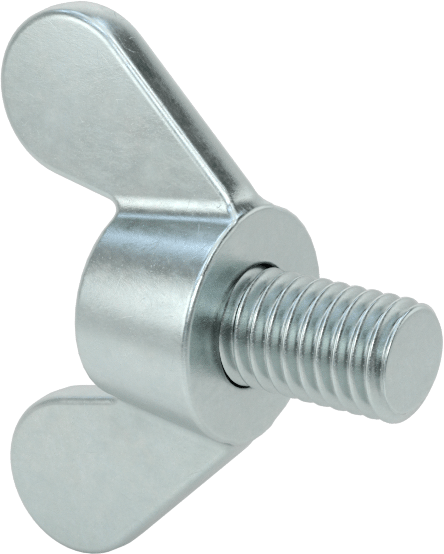 Demir Kanat Başlı Parmak Vidası, M8 x 1,25 mm Diş Boyutu, 12 mm Uzunluk