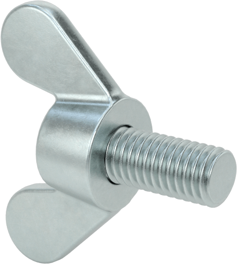 Demir Kanat Başlı Parmak Vidası, M8 x 1,25 mm Diş Boyutu, 16 mm Uzunluk