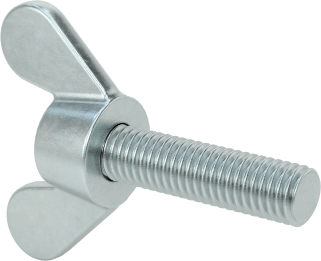 Demir Kanat Başlı Parmak Vidası, M8 x 1,25 mm Diş Boyutu, 30 mm Uzunluk