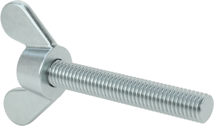 Demir Kanat Başlı Parmak Vidası, M8 x 1,25 mm Diş Boyutu, 50 mm Uzunluk