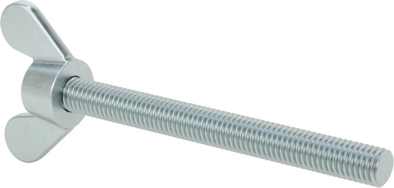 Demir Kanat Başlı Parmak Vidası, M8 x 1,25 mm Diş Boyutu, 80 mm Uzunluk