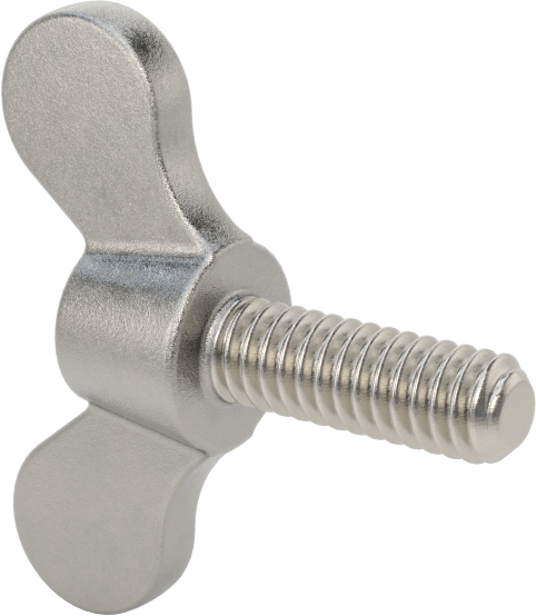 Paslanmaz Çelik Kanat Başlı El Vidası, 1/4"-20 Diş Boyutu, 3/4" Uzunluk
