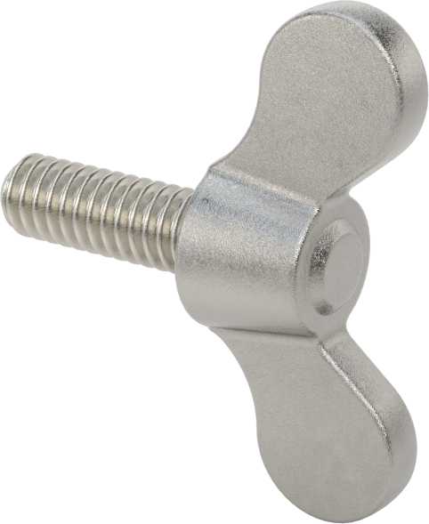 Paslanmaz Çelik Kanat Başlı El Vidası, 1/4"-20 Diş Boyutu, 3/4" Uzunluk
