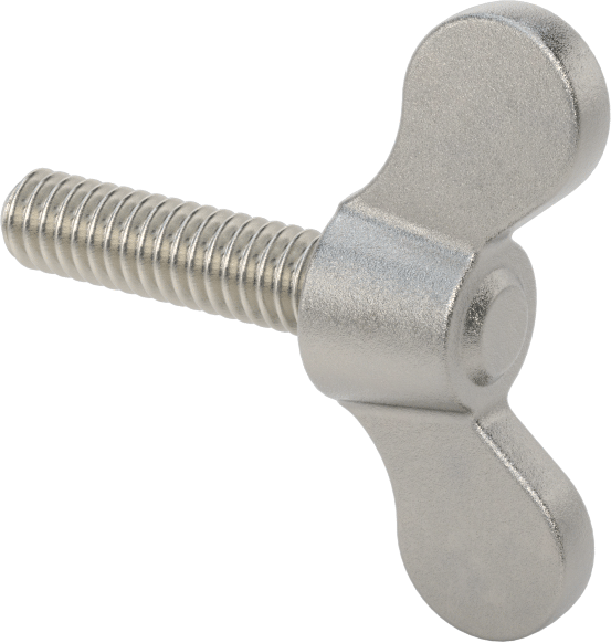 Paslanmaz Çelik Kanat Başlı El Vidası, 1/4"-20 Diş Boyutu, 1" Uzunluk