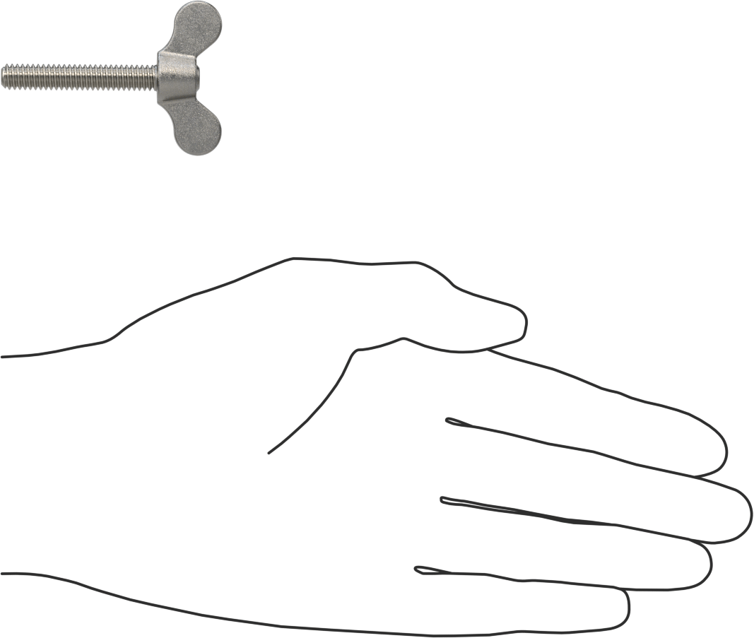Paslanmaz Çelik Kanat Başlı El Vidası, 1/4"-20 Diş Boyutu, 1-1/2" Uzunluk