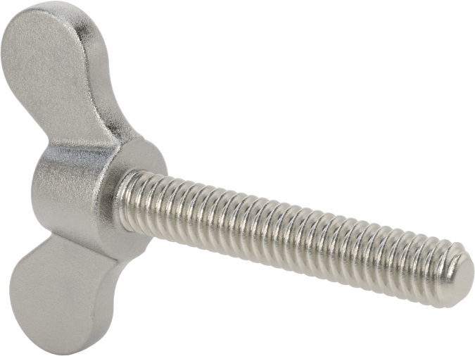 Paslanmaz Çelik Kanat Başlı El Vidası, 1/4"-20 Diş Boyutu, 1-1/2" Uzunluk