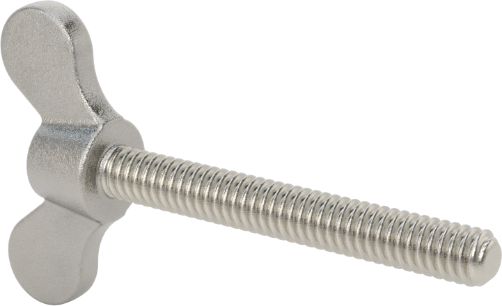 Paslanmaz Çelik Kanat Başlı El Vidası, 1/4"-20 Diş Boyutu, 2" Uzunluk