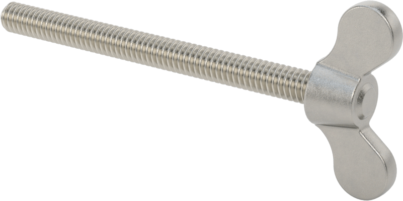 Paslanmaz Çelik Kanat Başlı El Vidası, 1/4"-20 Diş Boyutu, 3" Uzunluk
